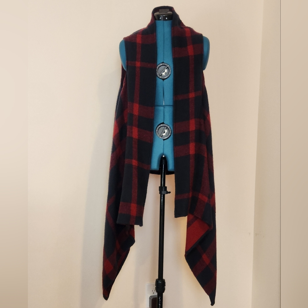 Hayes Plaid Sleeveles Long Vest one size - Picture 1 of 11